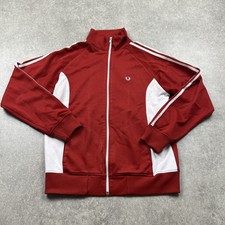 Vintage Fred Perry Red White Track Jacket Womens Uk 14