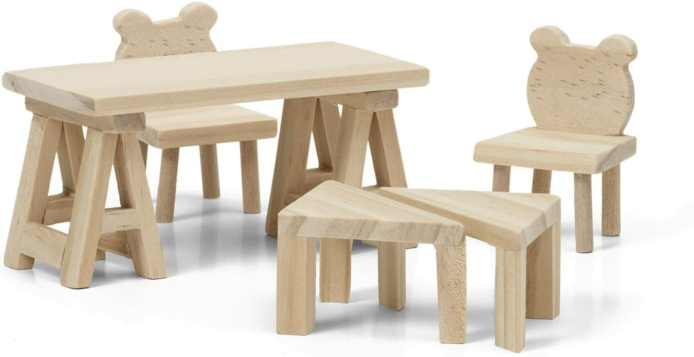 Lundby Dolls House DIY Teddy Bear Table & Chairs Furniture Set 1 18 Scale  for sale online
