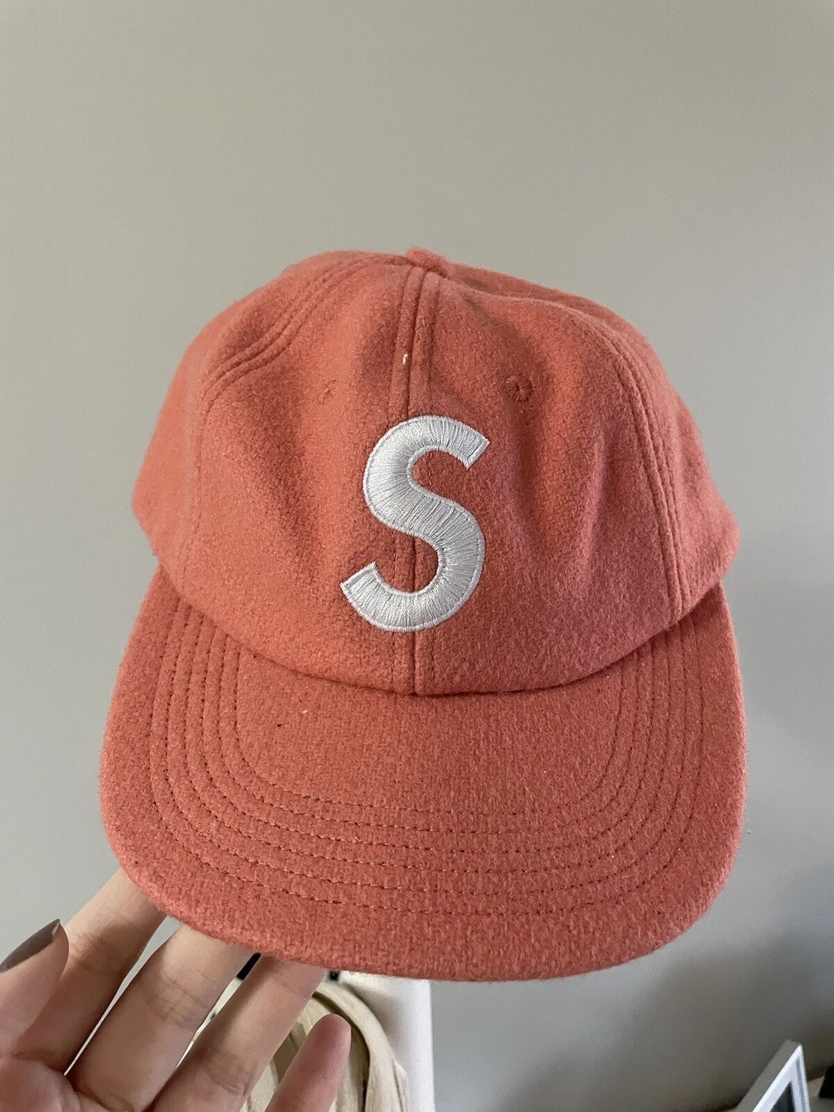 Chapeau logo Supreme Wool 6 panneaux S rose foncé FW17