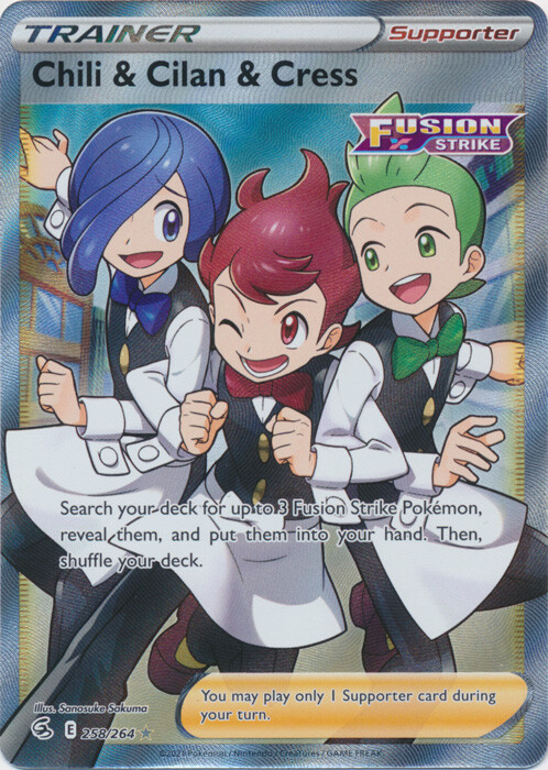Chili & Cilan & Cress (Full Art) 258/264 Ultra Rare Fusion Strike NM Pokemon TCG