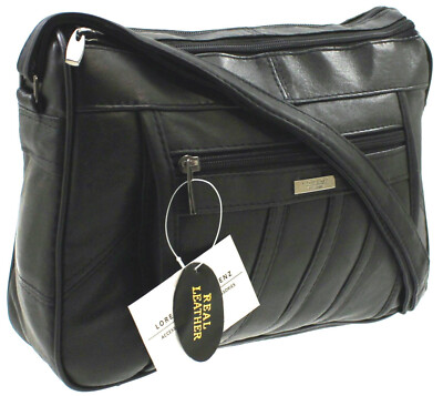 DAMEN DESIGNER ECHT LEDER SCHULTER CROSS BODY HAND TASCHE SCHWARZ 1968