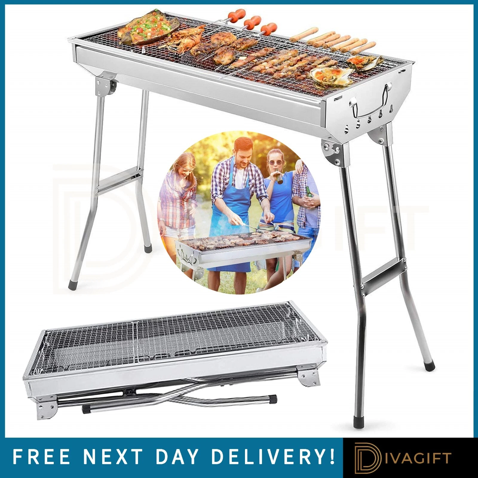 FOLDING BBQ CHARCOAL GRILL BARBECUE STOVE STAINLESS STEEL CAMPING PICNIC NEW
Opens in a new window o