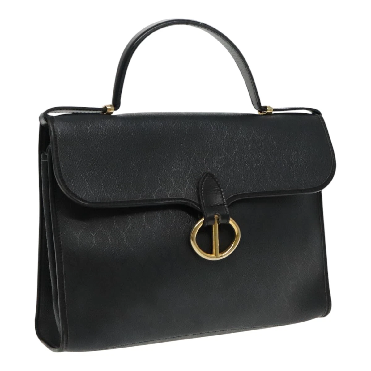 Sac à main Christian Dior toile nid d'abeille PVC noir or authentique ar12653