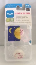 NEW 2 Pack MAM PINK GLOW IN THE DARK PACIFIERS - NIGHT COLLECTION - 0-6 MONTHS