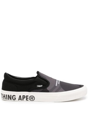 NEW BAPE AAPE A BATHING APE SLIP ON TRAINERS SKATEBOARD SHOES UK BLACK  CAMO UK
