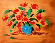 FLOWERS ROSES MARK KAZAV - ORIGINAL OIL PAINTING ABSTRACT MODERN ART  9f8R