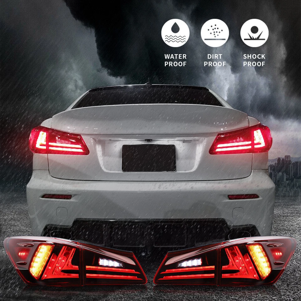 LED Tail Lights Red Clear Rear Lamps Assembly For Lexus IS 350 IS 250 2006-2012 Foto 4 de 4