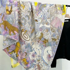 Universe Print Pure Twill Silk Wrap Scarf XLarge Square Shawl Kerchief 53"