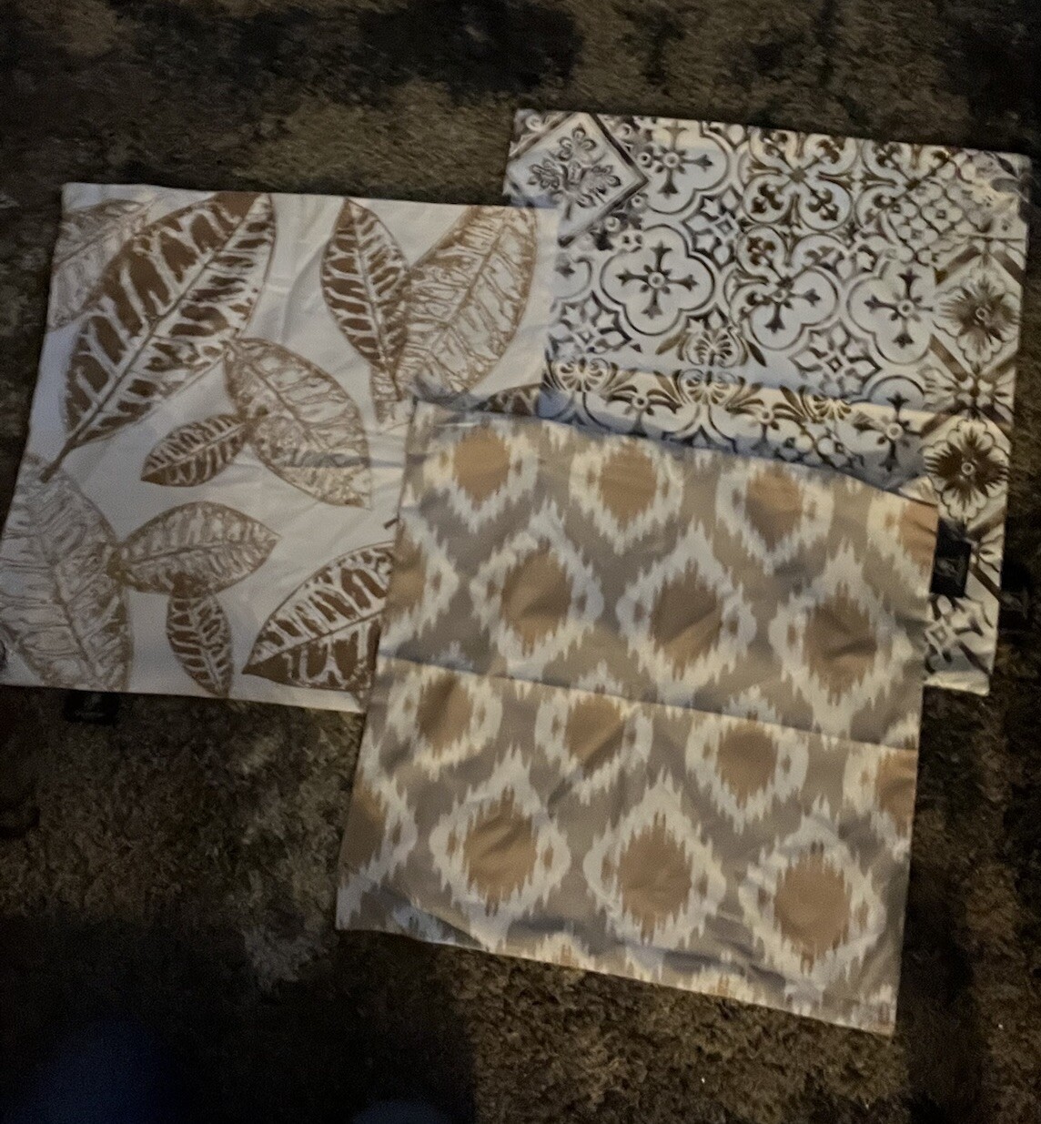 Throw Pillow Case Decorative Pillow Cover square Double Sided Set of 3 Tan/Brown-image