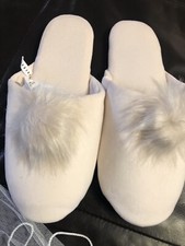 Velvet Pom Pom Slippers Blush WOMENS Medium 8-9 Pottery Barn NEW IN ORIGINAL PKG