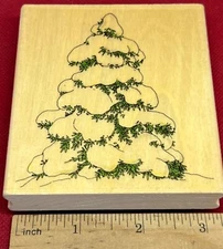 Snowy Fir Tree Rubber Stamp by Holly Pond Hill Winter Christmas forest evergreen
