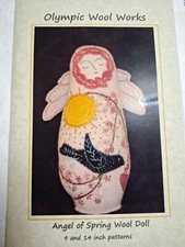 9" 14" Wool Doll Angel Spring Olympic Works Craft Sewing Pattern Soft Plush