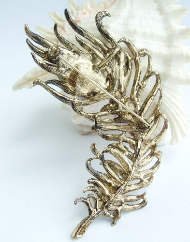 4.33" Elegant Peacock Feather Brooch Pin Pendant Rhinestone Crystal BP05038 - Picture 27 of 48
