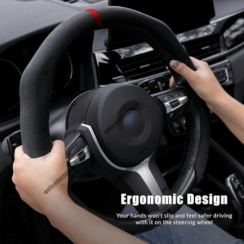 Cubierta de gamuza para volante ajuste universal verde agarre para volante envoltura a presión - Imagen 7 de 7