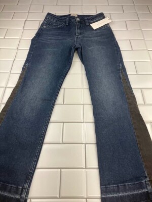 French Connection Womens Raw Hem Side Stripe Kick Crop Stretch Jeans NWT  Size - Main Image