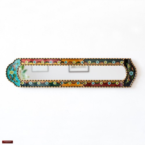 Long Narrow mirror wall art 35.8"H, Antique Gold Wood Framed Wall Accent Mirrors - Picture 4 of 6