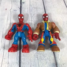 2 Spiderman Action Figures Recue Heroes 2002 Play Well Pilot & 2003 Toybiz 6"