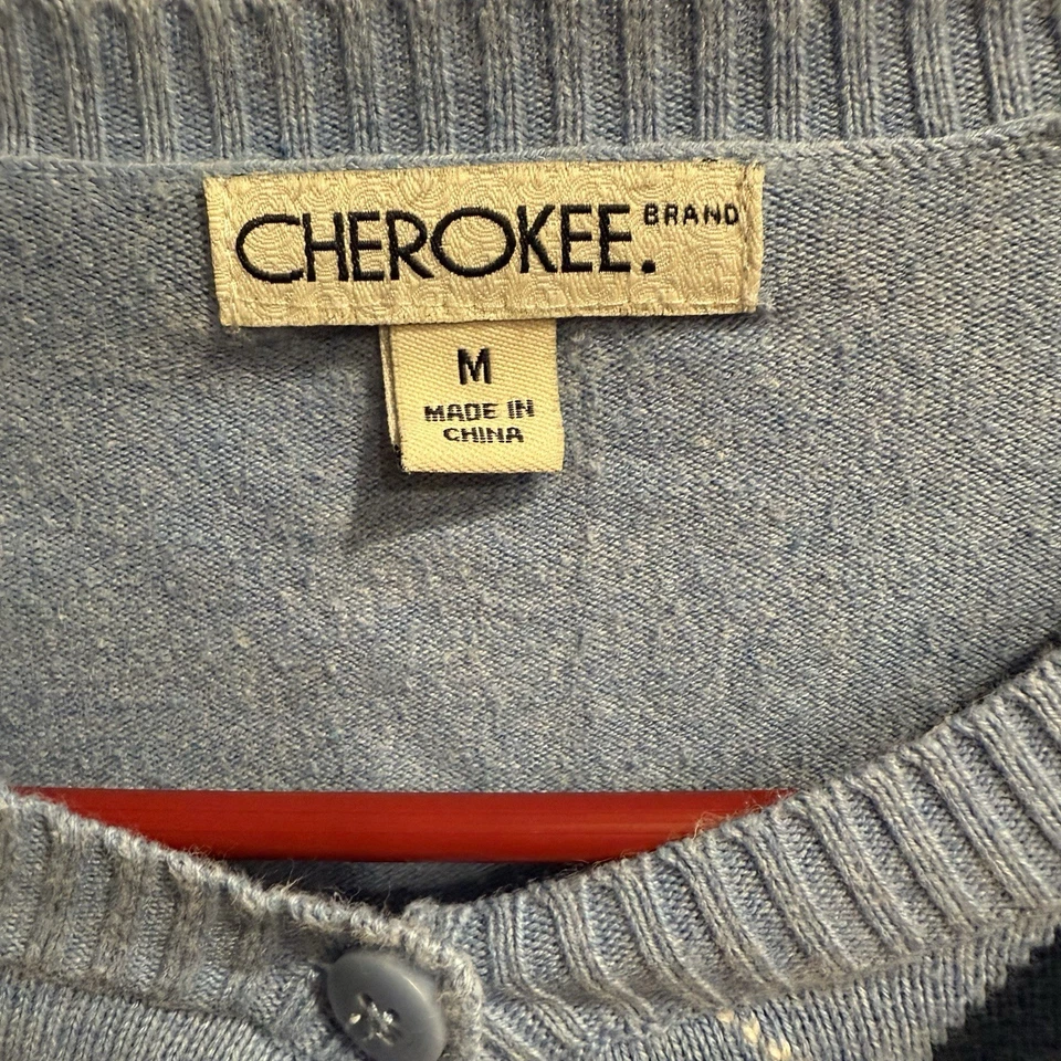 Cherokee Boys M Cotton Blend Argyle Multicolor Cardigan Long Sleeve Sweater - Image 4 of 4