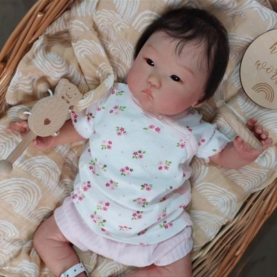 Artist 20'' Reborn Baby Doll Finished Cute Toddler Short Hair Cloth Body Kids Toy