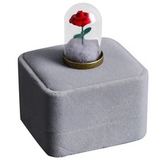 Grey Preserved Rose Flower in Glass Decorative Indoor Desktop Ornament