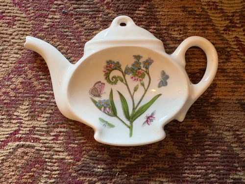 Portmeirion Botanic Garden Tea Bag Holder Spoon Rest Daisy Pink Blue Floral