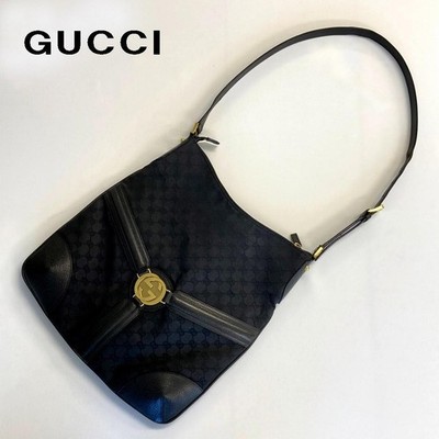 Gucci Tom Ford Interlocking G GG Canvas Shoulder Bag Black