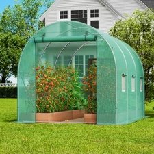 Walk-in Tunnel Greenhouse 9.58x6.43x6.23ft Galvanized Frame PE Cover Green