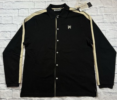 Palm Angels PA Monogram Logo Piquet Knit Button Up Track Shirt *$925* New w/Tags