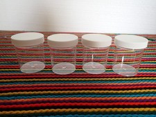 4 ea 4oz Clear Plastic Round Wide Mouth Sample Containers w Screw Tops