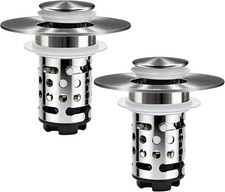 Upgraded 3 in 1 Bathroom Sink Drain Strainer, Universal Pop Up Stopper with