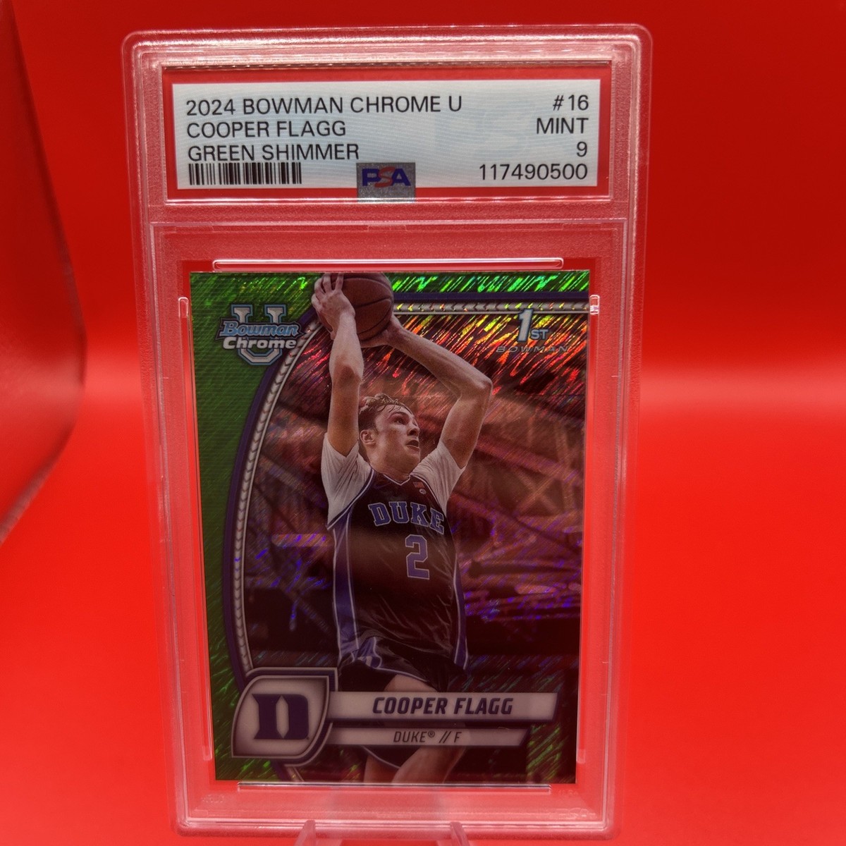 2024-25 Bowman University Chrome - Cooper Flagg #16 Green Shimmer 