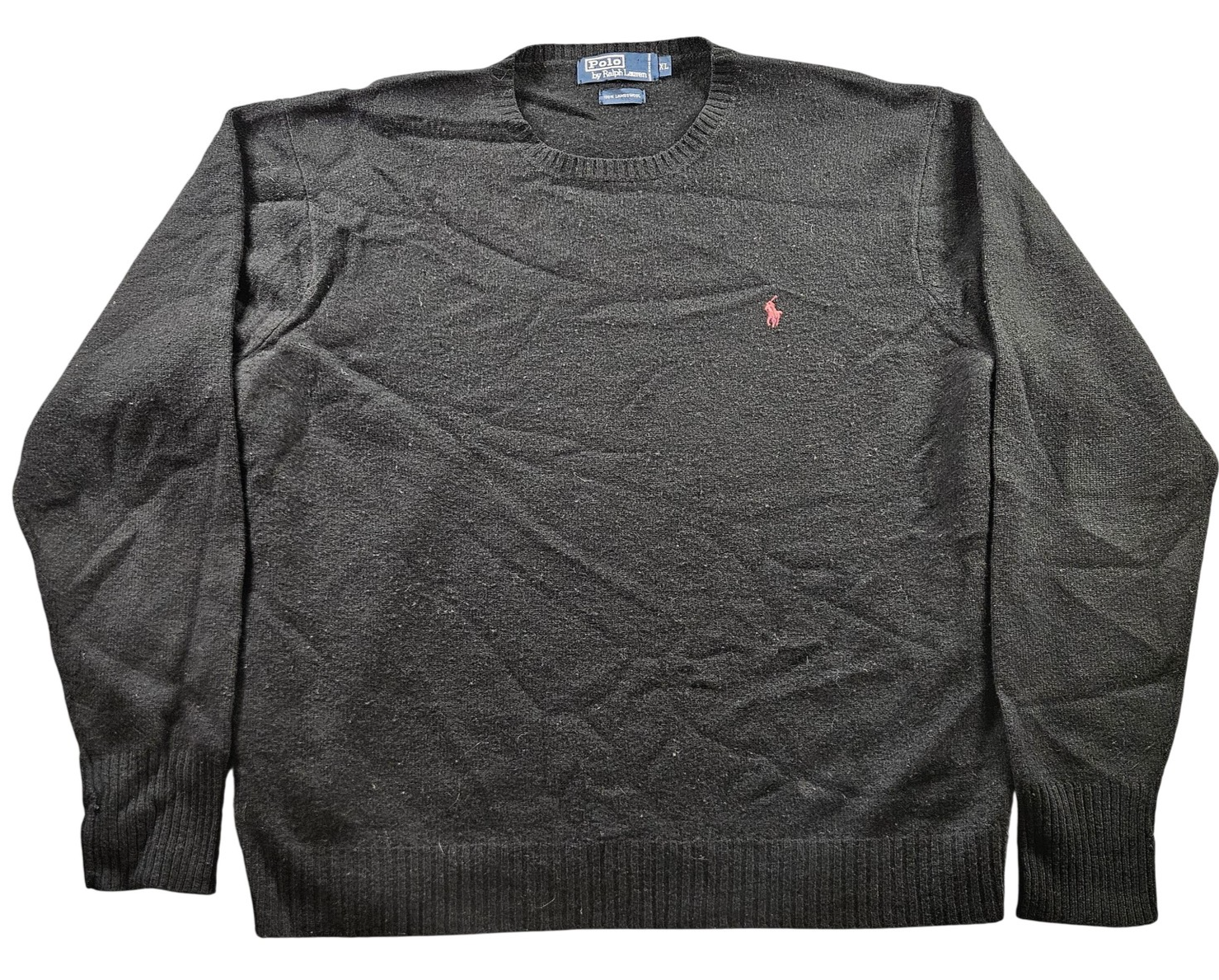 Polo Ralph Lauren Sweater Mens XL Gray Lambswool Crewneck Red Pony Pullover