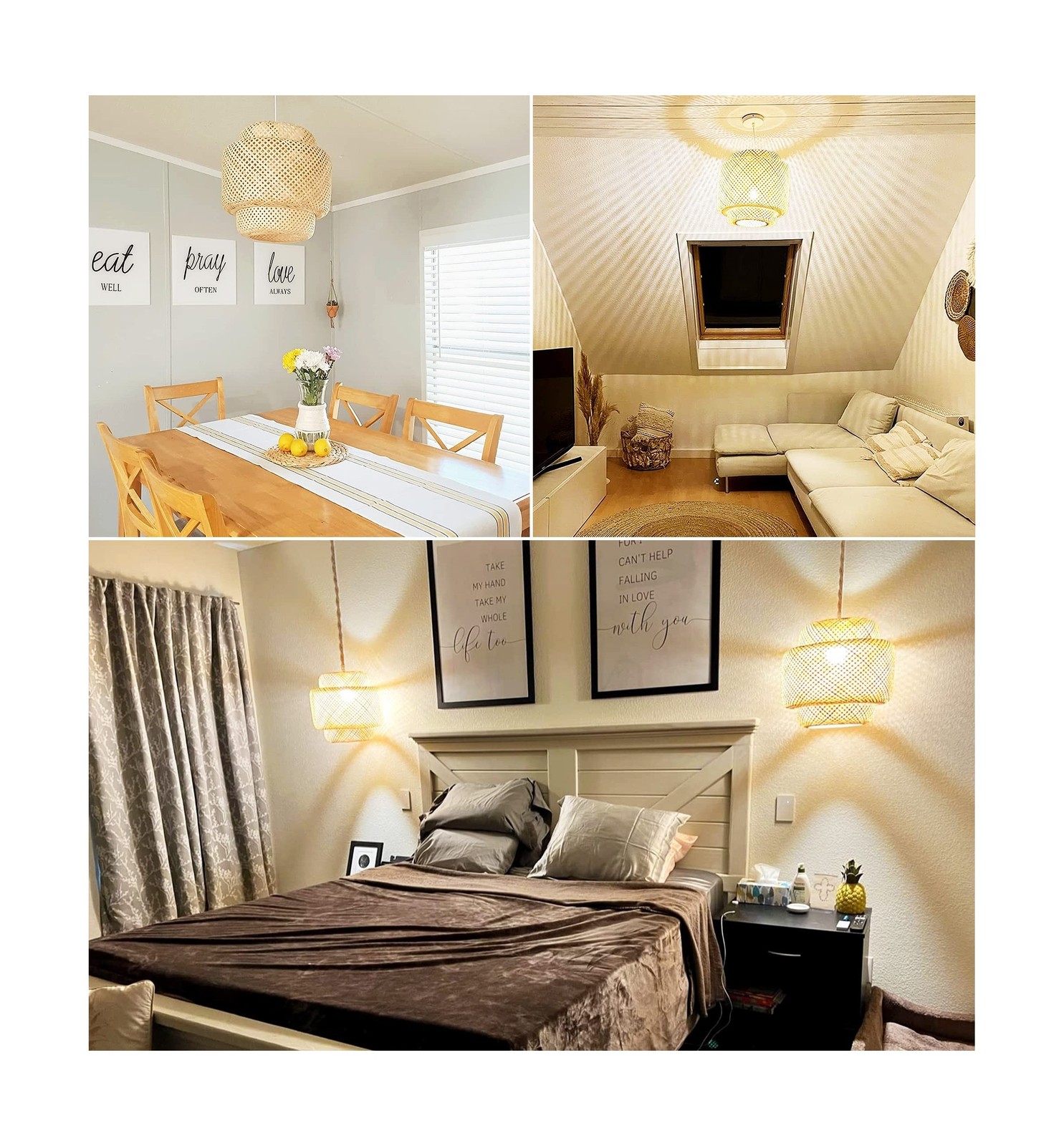 Plug in Pendant Light Rattan Hanging Lights with Plug in Cord Bamboo Hanging ...