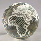 Vtg Cut Crystal World Globe Earth Paperweight 3.5"T Waterford Style W/Box EC