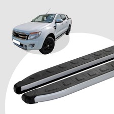 Trittbretter passend für Ford Ranger 2012 bis 2016 (Model: DOLU, Farbe: SIlber) 