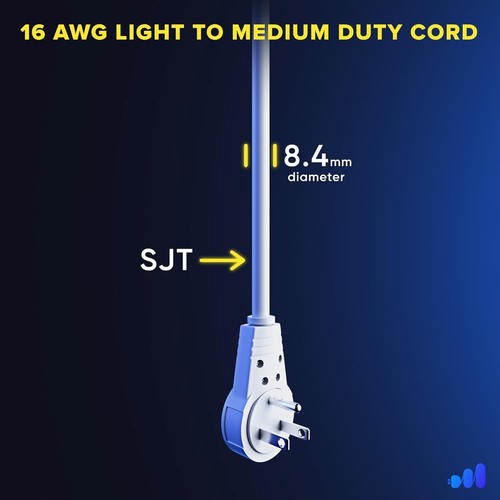 Maximm Extension Cord 15 Foot White Flat Plug, 360° Rotating 15 Feet, - Picture 5 of 9