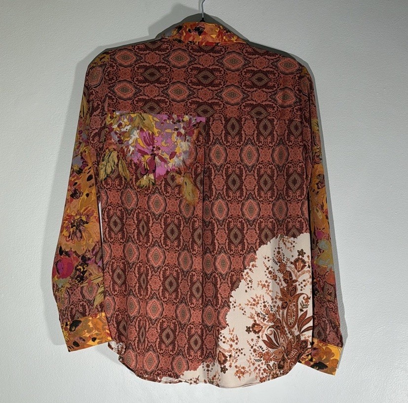Rose & Olive Multicolor Patterned Button-Up Shirt… - image 4