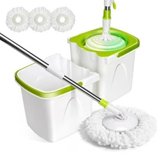 Small Spin Mop,Mop and Bucket Set,Microfiber Spin Mops with Bucket Detachable...