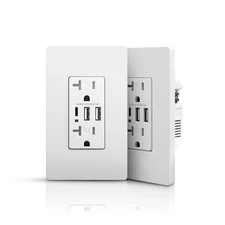 USB Outlets Receptacles, 3-Port USB C Outlet, 30W 6.0A Electrical USB Outlet, 20