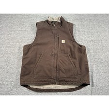 Carhartt Washed Duck Sherpa-Lined Mock-Neck Vest Mens Extra Large Loose Fit