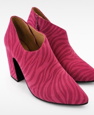 John Fluevog Pink Zebra Print Ankle Boots Size 11 Women's