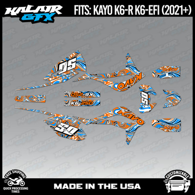 Graphics Kit for Kayo K6-R K6-EFI 250 (2021+) Snagged Series - CYAN