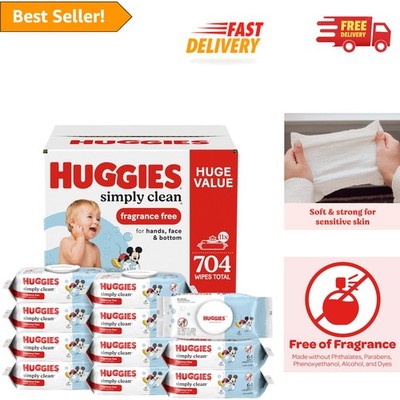 Gentle Huggies Simply Clean Wipes, 11 Flip-Top Packs - Ideal for Sensitive Skin