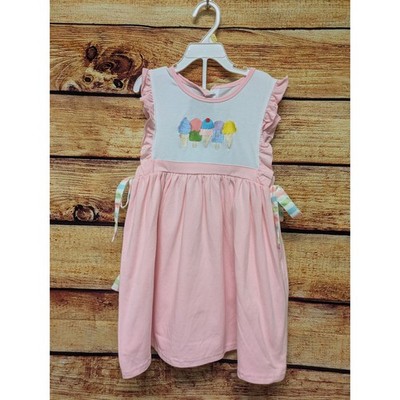 NWT Girls Sz 7 Embroidered Ice Cream 2 pc boutique set ruffle bows striped