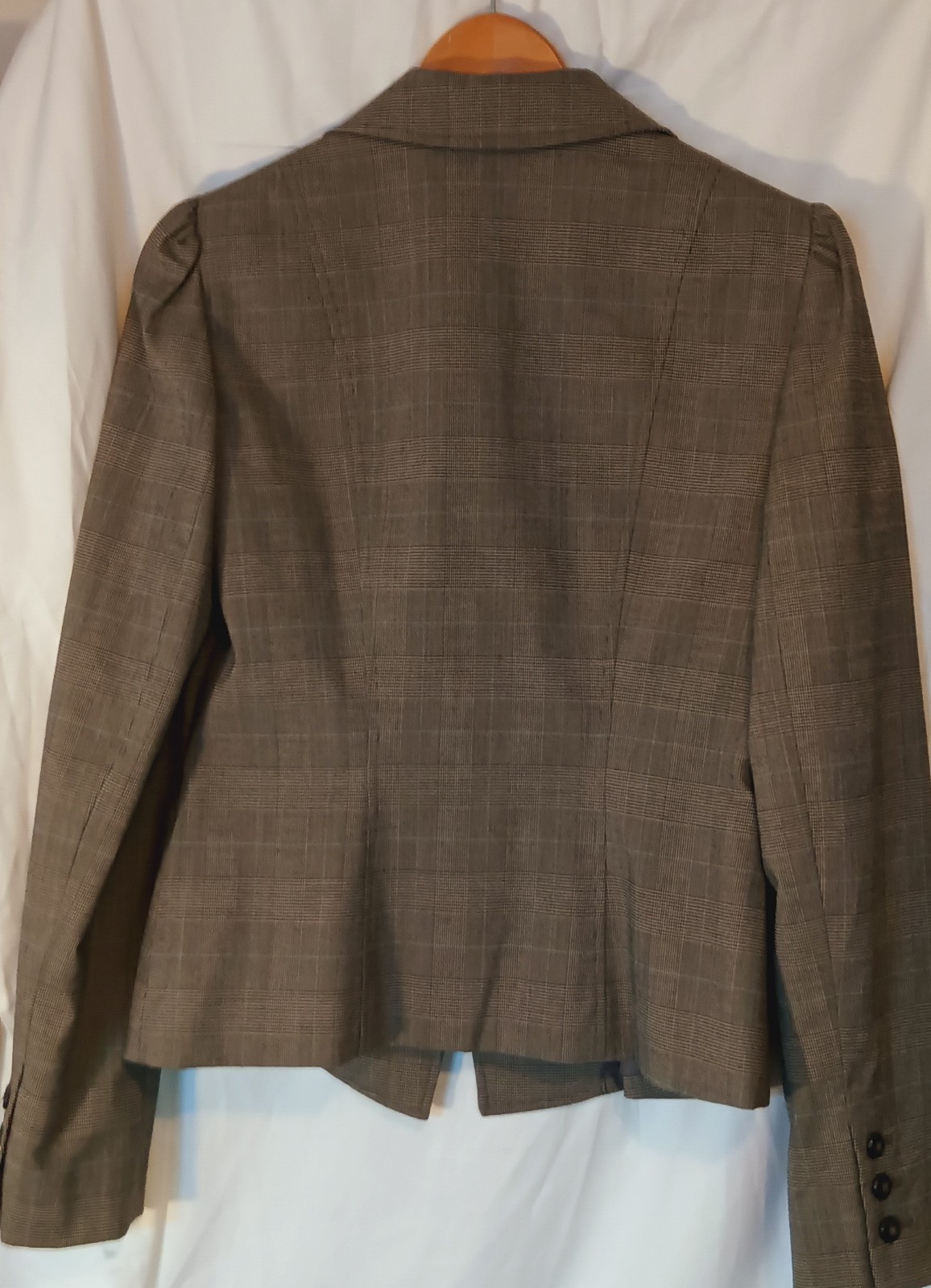 Nine West Women's Pant Suit Size  2 Gray Windowpane Plaid Pre Owned Excellent 