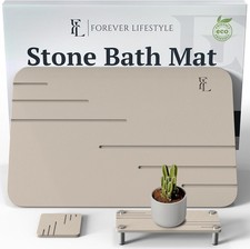 Stone Bath Mat 24 x 15 in, 5-Piece, Stone Bath Mat for Bathroom Natural