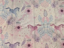 Pottery Barn Kids Standard Pillow Case Pink/Purple/Blue Horses/Flowers/Owls