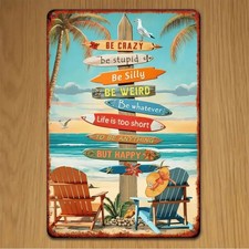 Vintage Surfboard Coastal Beach Tin Metal Signs Home D cor Wall Art 8x12