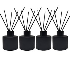 4PCS Reed Diffuser Bottles Empty Matte Black Glass Jar w/ Black Sticks