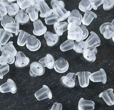 100 Plastic EarringsClear Earrings Clear Post and Backs Silicone St...